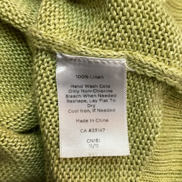Talbots Linen Button Down Cardigan Open Weave Women’s Large Sweater Light Green - Picture 8 of 9